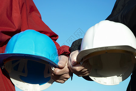 白盔头盔男性帽子衣服联盟班级承包商就业安全蓝色图片