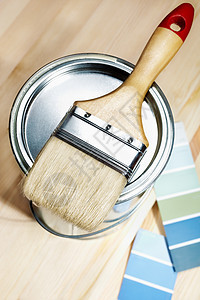 家居装饰金属工具装潢乐器白色木头蓝色坡度刷子图片