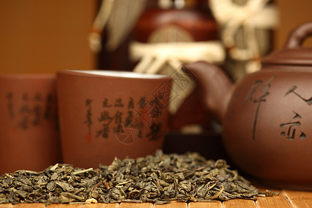 中国茶咖啡店植物茶壶金子传统厨房食物叶子文化杯子图片