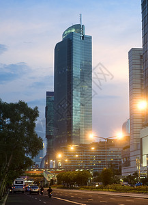 雅加达中央运输旅行建筑学商业蓝色摩天大楼旅游街道景观灯笼图片