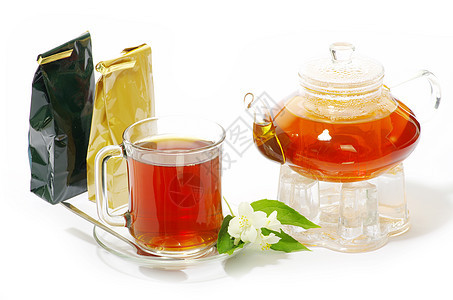 茶水平玻璃白色红色叶子一杯茶橙子概念杯子棕色图片