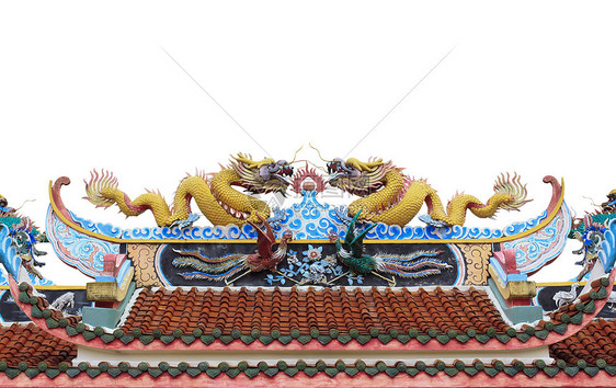 寺庙屋顶上的中国龙图片
