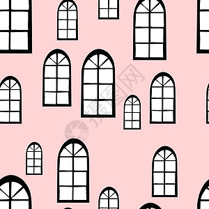 摘要无缝背景 矢量插图装饰品玻璃房子玫瑰窗户创造力框架包装墙纸卡通片图片