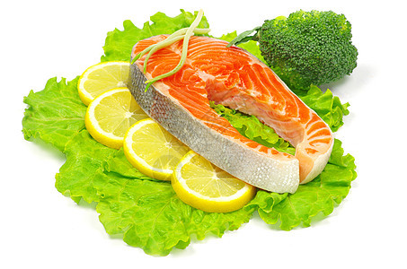 鲑鱼和香料鳟鱼草本植物美食白色柠檬红色海鲜食物牛扒橙子图片