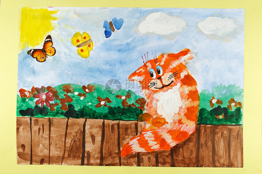 孩子的画阳光艺术绘画板条边界童年眼睛宠物水彩龟甲图片