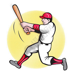 棒球球员击打卡通风格插图玩家卡通片运动面糊男人蝙蝠男性艺术品图片