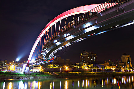 晚上在台北桥建筑穿越地标城市旅行路口曲线车道戏剧性商业图片