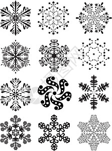 矢量雪花天气问候语黑色插图庆典墙纸薄片季节性艺术品图片