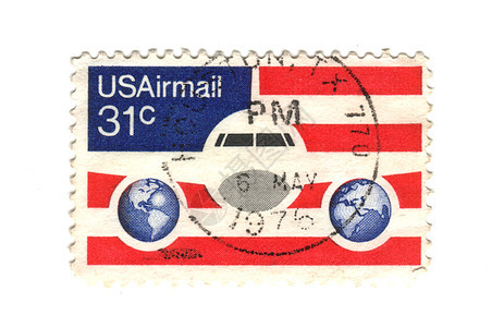美国航空邮局的旧邮票收藏品雕像邮资自由旗帜集电极飞机邮件邮差邮政图片
