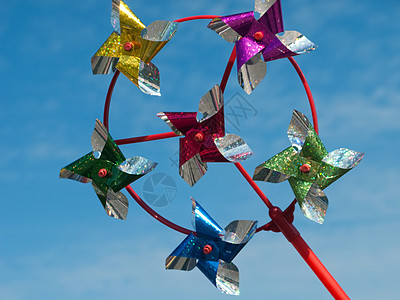 风力玩具喜悦天空红色乐趣活力涡轮绿色风车漩涡童年图片