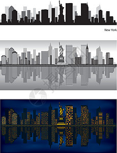 纽约天际商业天空地标圆顶反射办公室支撑市中心摩天大楼蓝色图片