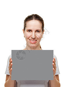 手握空白卡女孩女性商务框架广告牌手指笔记广告身份标签图片