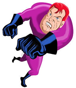 英雄卡通卡通超级英雄跑拳击男人艺术品跑步冲孔男性卡通片英雄力量插图肌肉背景