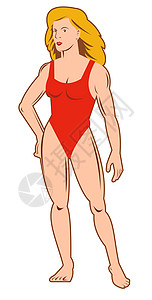 穿泳衣的女性身体女孩女士硬体泳装插图图片