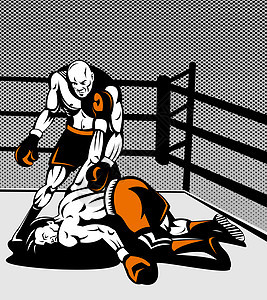 连接击出拳的框框艺术品运动挑战者拳击插图肌肉冠军戒指竞争者男性图片
