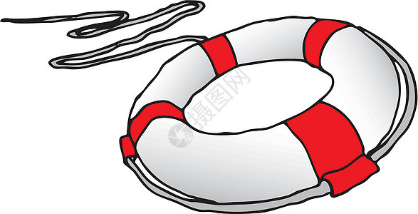 救生艇绘画插图救援帮助救生圈工具细绳数字图片