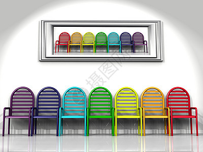 彩色椅子奢华红色商业风格家具房子座位装饰绿色背景图片