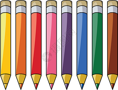 矢量彩色铅笔紫色橙子补给品插图绘画木头阴影剪贴学校橡皮图片