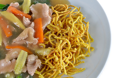 泰式和中式中国菜肉汁盘子烹饪乌贼蔬菜午餐餐厅胡椒猪肉面条图片