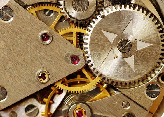 时钟机制宏观引擎工作齿轮手表力量圆形金属流动工程图片