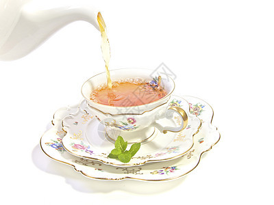 茶杯时间草本植物杯子蕾丝陶瓷花朵制品英语环境工作室图片