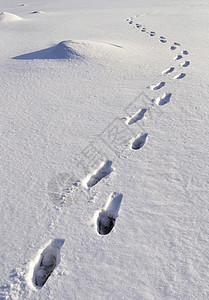 人类在雪雪中的足迹图片