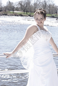 新娘手臂婚礼女孩女性裙子新人婚姻白色头发已婚图片