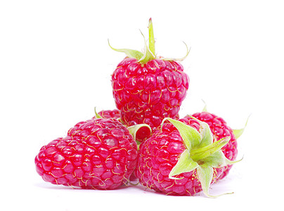 树莓草莓甜点覆盆子花园白色养分活力宏观食物红色叶子图片