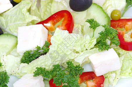 沙拉菜单卷曲饮食美食黄瓜蔬菜环境餐厅草药食物图片