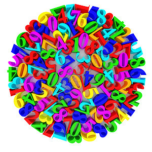 多彩数字组合白色橙子圆圈数学黄色概念蓝色红色圆形绿色图片