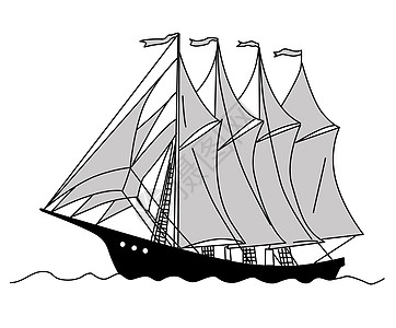 白色背景的箭头 矢量插图上的旗尾鱼环影奴役队长旅行奴隶旅游旗帜绘画帆船绳索梯子图片