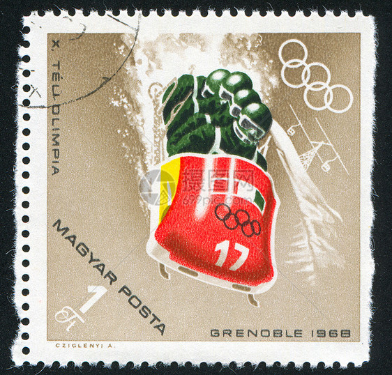 圆体运动集邮雪橇运动员邮票邮资竞赛信封邮戳明信片图片