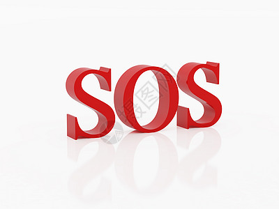 SOS 求救帮助红色白色标识渲染插图图片