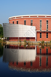 现代建筑建筑学蓝色财产工业办公室商业入口圆形玻璃水泥图片