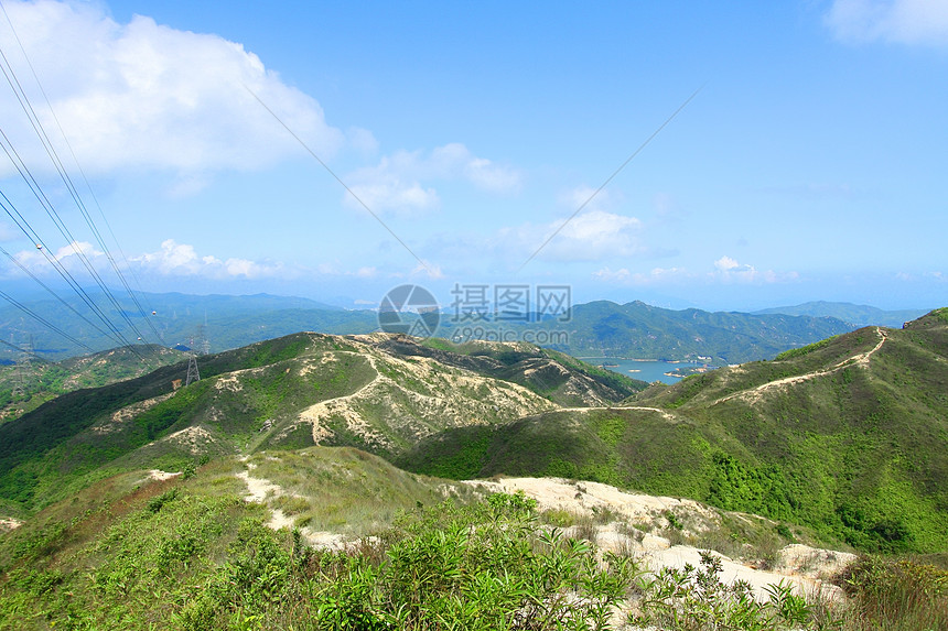 香港的山地景观美丽蓝色岩石环境水库生态场景天空旅游远足图片