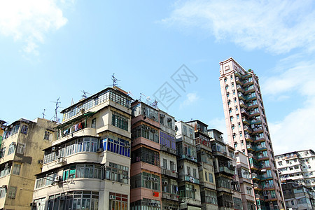 香港拥挤的大楼生活住宅城市天空窗户建筑高楼窗帘建筑学抵押图片