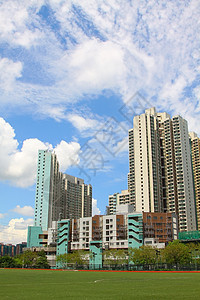 白天在香港市中心家庭商业景观住宅蓝色民众城市财产房子土地图片