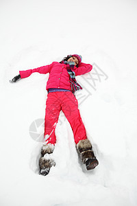 寒冬青少年女性喜悦微笑活动帽子思维闲暇快乐雪花图片