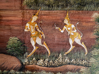 泰国艺术风格 画在庙墙上图片