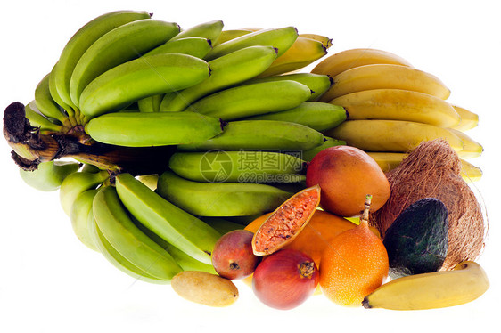 混合热带水果香蕉木瓜白色植物饮食分类群赤道力量图片