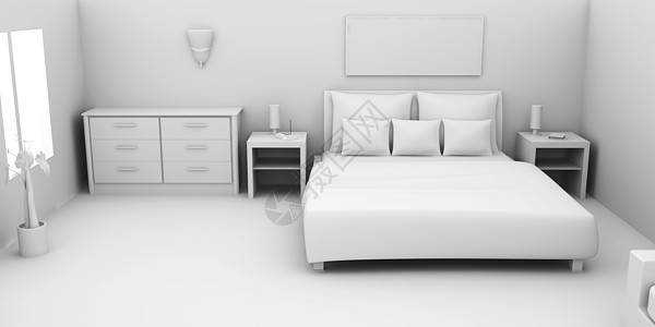 卧室窗户床头软垫毯子公寓白色床头柜寝具内阁财产图片