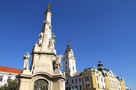 匈牙利佩克斯的地标建筑喷泉房子蓝色历史观光建筑学城市天空图片