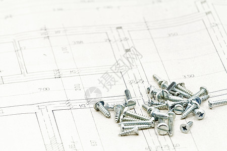 蓝图细节工程师螺栓房间图表承包商草图绘画打印建筑学建设者图片