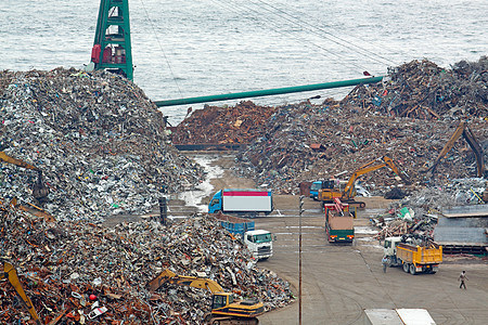 废料场回收利用垃圾场灰色院子回收倾倒氧化填埋场工业机器金属图片