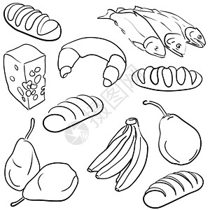 食物图标鲱鱼羊角收藏水果香蕉面包白色蛋糕图片