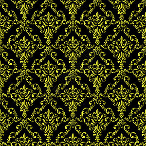 无缝壁纸型装饰插图风格漩涡状植物艺术丝绸元素皇家黑色图片