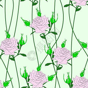 无缝背景 花朵玫瑰百合奢华问候语装饰邀请函叶子种子绘画花束卡片图片