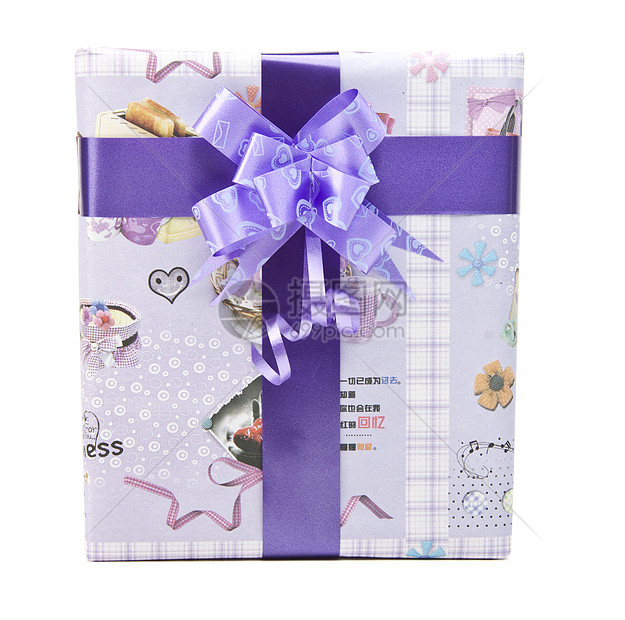 带大弓彩带的礼品盒白色展示丝带长方形礼物蓝色念日织物空白材料图片