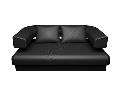 白色背景上孤立的黑色沙发沙发合金长沙发家具长椅座位休息室奢华皮革插图图片