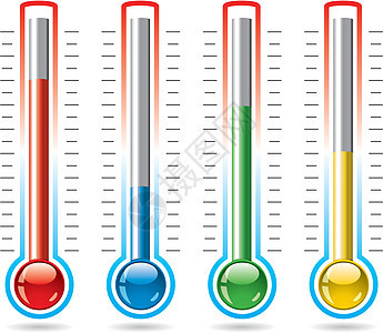 矢量温度计温度生长烧瓶蓝色黄色绿色摄氏度团体灰色白色图片